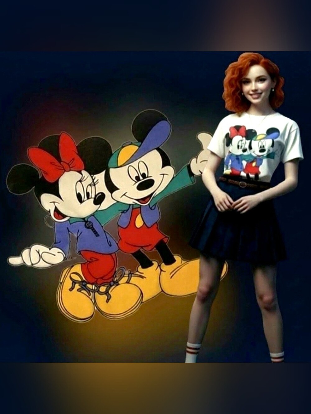 Vtg 90s Mickey Jerry Leigh Minnie mickey hip hop oversized cropped tshirt XL